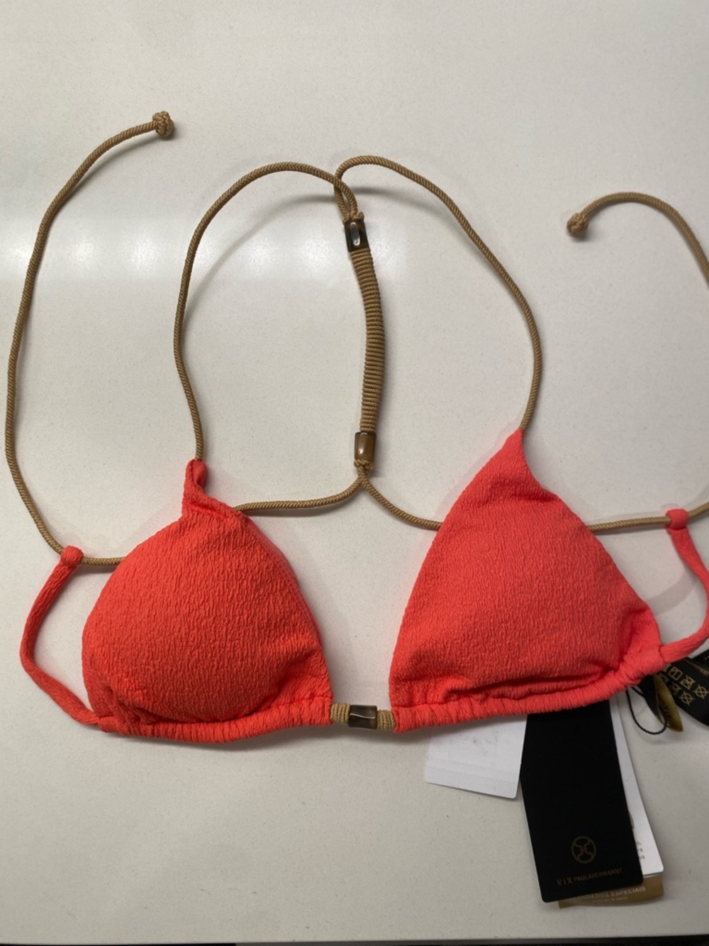 ViX Paula Hermanny Firenze April Crinkle T-Black Bikini Top NEW